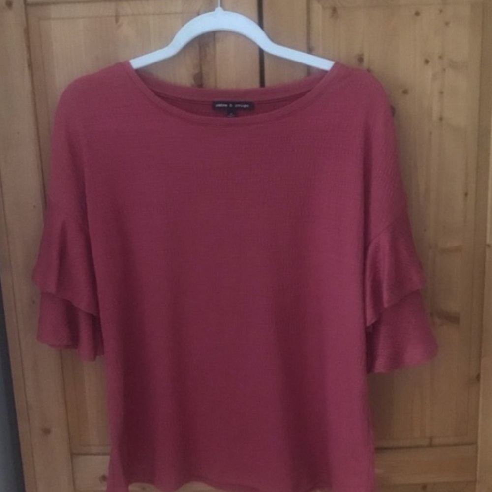 Cable & Gauge ruffle sleeve knit top size M - Picture 1 of 2